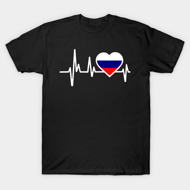 Russia Heartbeat Flag T-Shirt by Dojaja